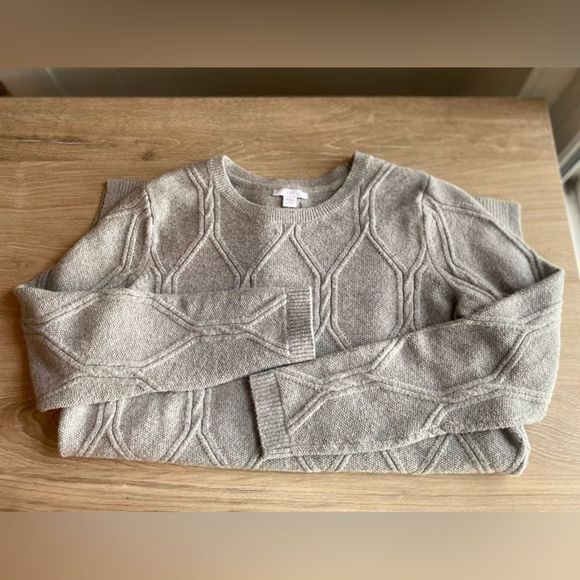 J. JILL CABLED CREW-NECK SWEATER TUNIC - SIZE SMALL PETITE - GREY HEATHER - Picture 4 of 9